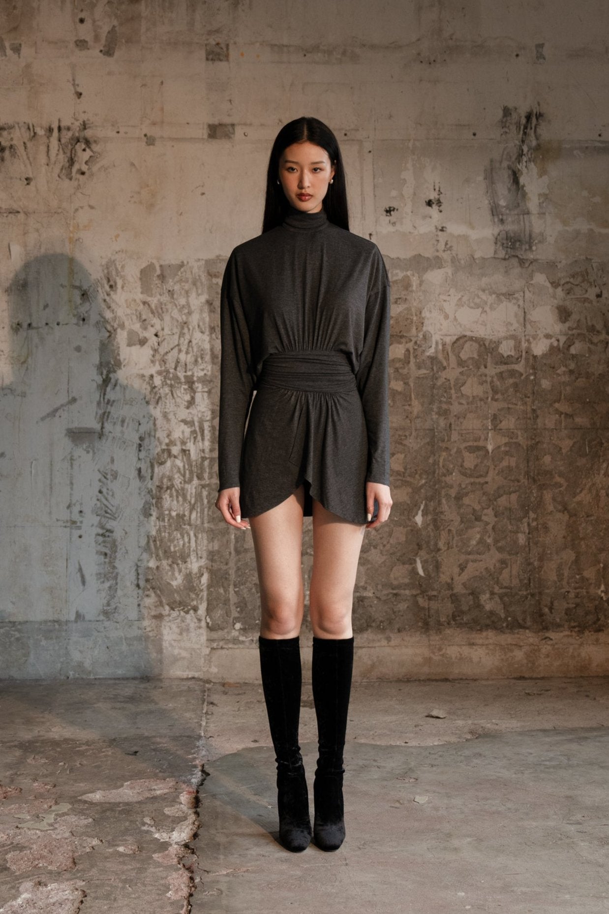 PARIS 25° - 002 Turtleneck Jersey Mini Dress