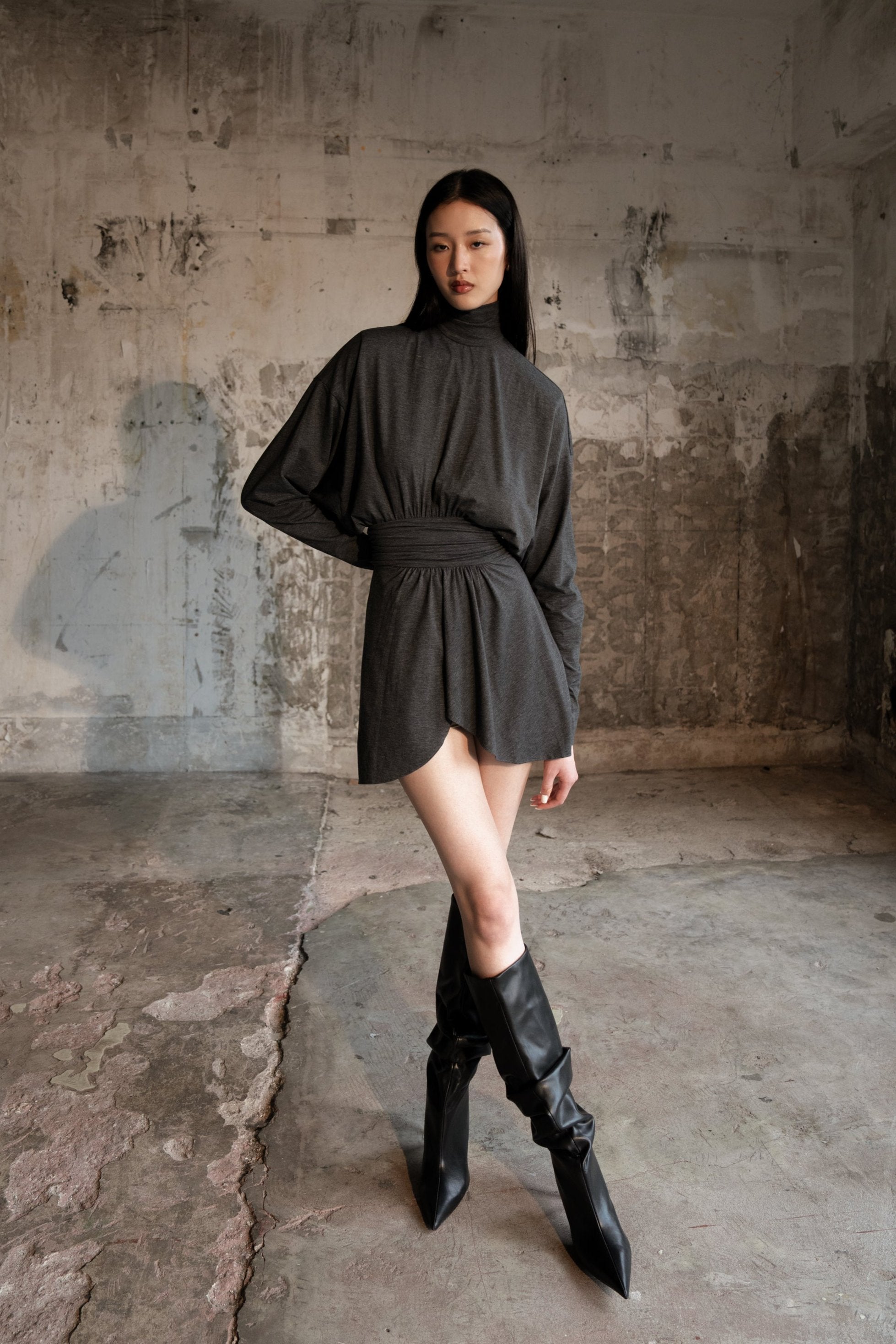 PARIS 25° - 002 Turtleneck Jersey Mini Dress