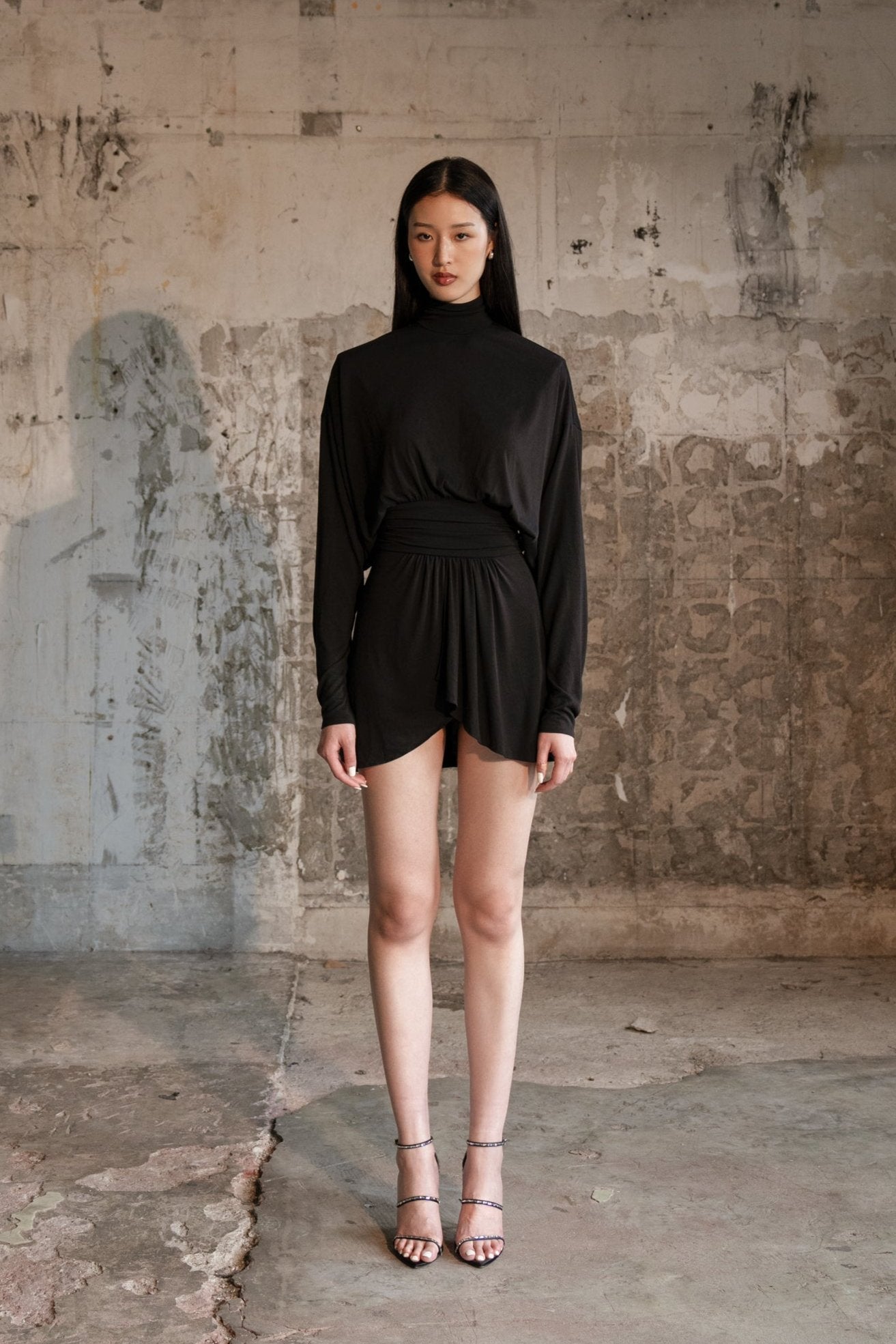 PARIS 25° - 002 Turtleneck Jersey Mini Dress