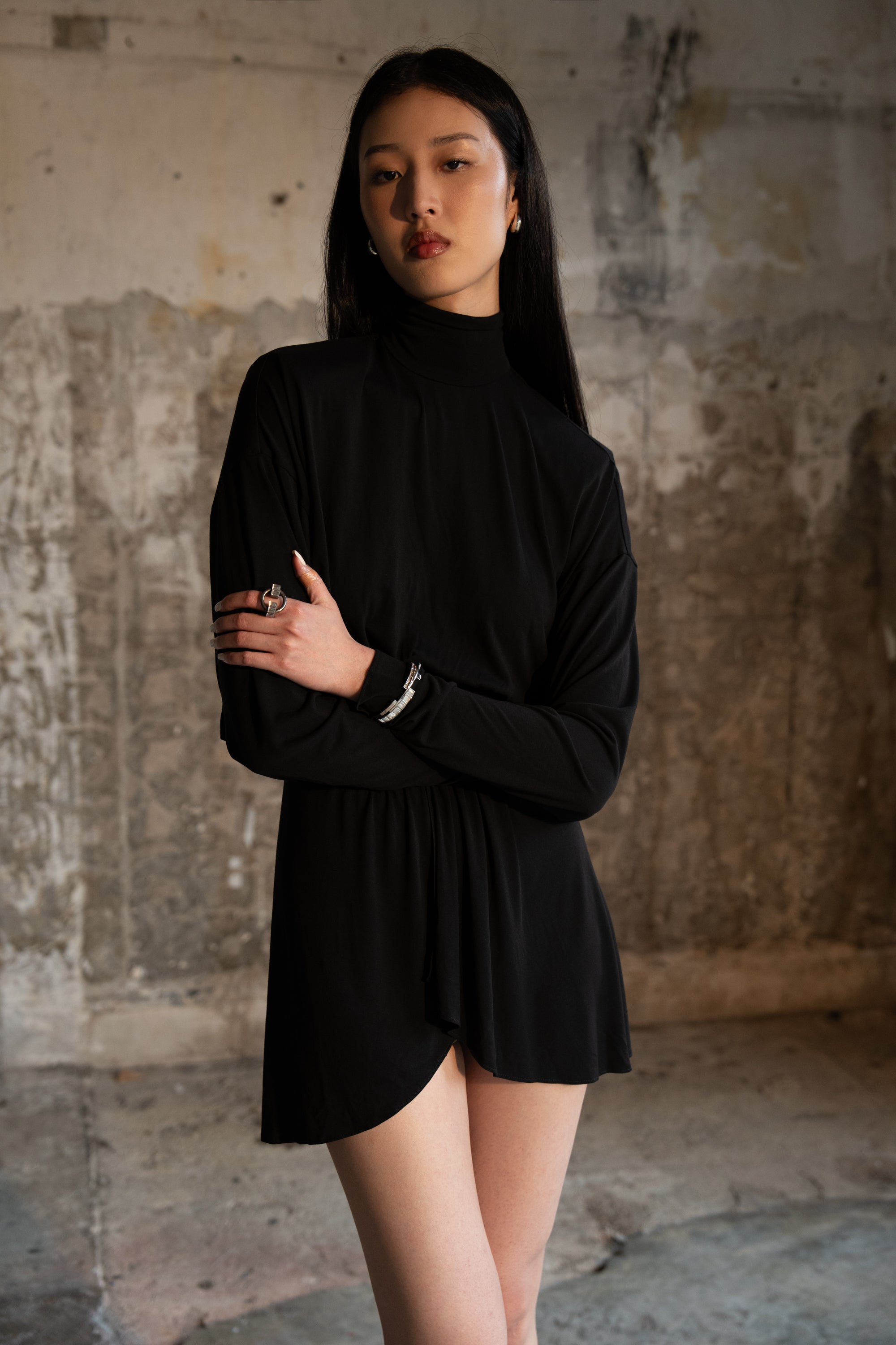 PARIS 25° - 002 Turtleneck Jersey Mini Dress